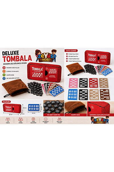 ZEYUS HOBİ ZEYUSHOBİ Ahşap Deluxe Tombala Oyunu | 8 Renkli Ahşap Kart | 90 Ah...