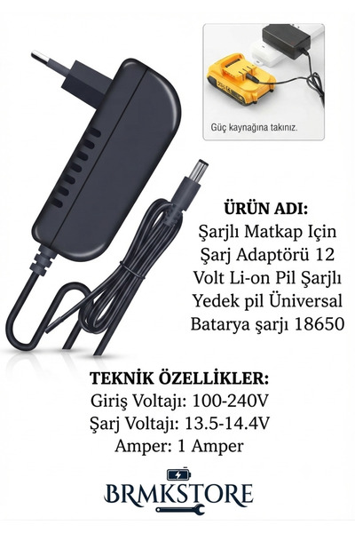 BRMK STORE Şarjlı Matkap Için Şarj Adaptörü 12 Volt Li-on Pil Şarjlı Yedek pi...
