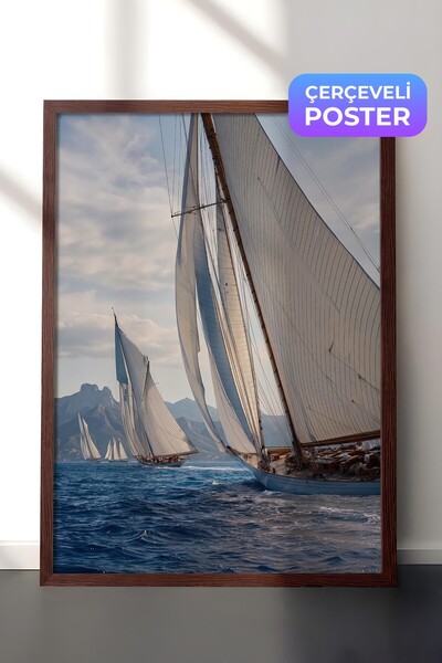 Postifull Poster jedrilice, poster u smeđoj ramovini, serija "Stari novac", B...