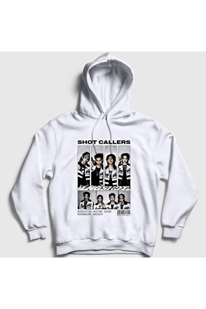 Presmono Unisex White Poster Shot Callers K-Pop Lngshot Hooded Sweatshirt 613...