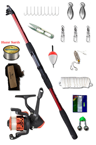 Outdoorun Travel Kırmızı 165CM 50-150gr Ak 200 Çocuk Olta Seti