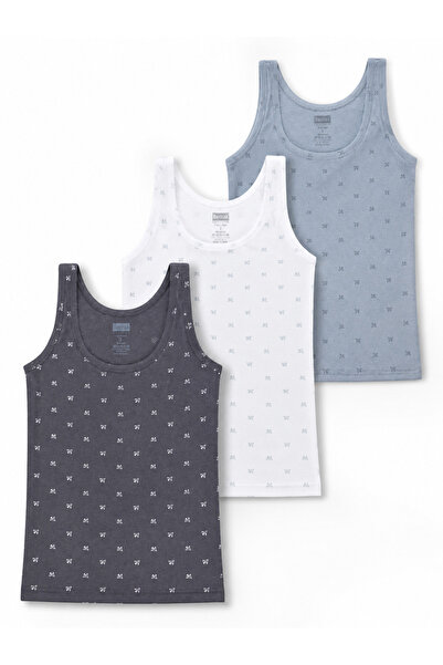 Berrak Boys' 3-Piece Tank Top Set 100% Cotton Printed Strap Tank Top Set Navy...
