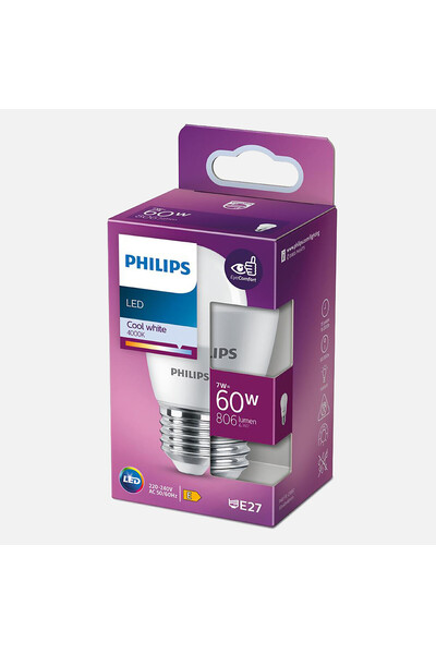 Philips Led P48 CW FR ND 7 W Beyaz E27 LED Ampul, 7.0W