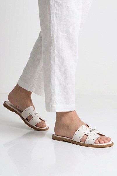 Aspor White Women's Flat Slippers