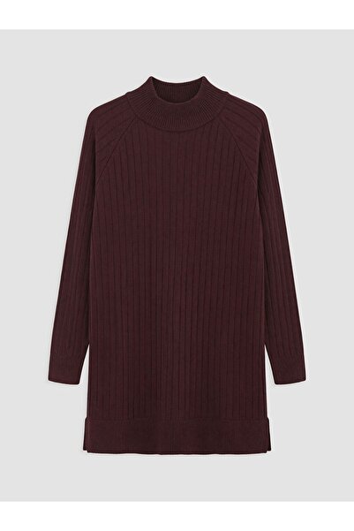 LC Waikiki Lcw Modest Burgundy Half Turtleneck Women's Knitwear Tunic