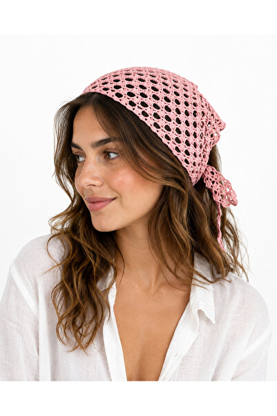 NEHOLİA Knitted Triangle Bandana Mink Color Women's Hair Accessory Bohemian T...