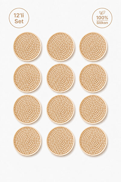 Siliconly 12 Pieces of Silicone Coasters, Coasters, 100% Silicone Coasters Ecru