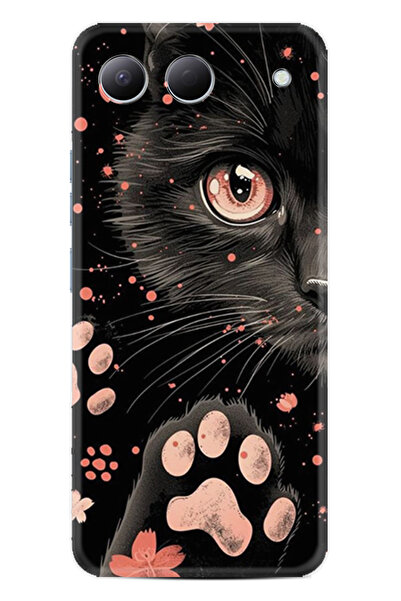 TECNO Spark 40 5G Uyumlu Kılıf Boutique Baskılı Resimli Kara Kedi Pcode -085