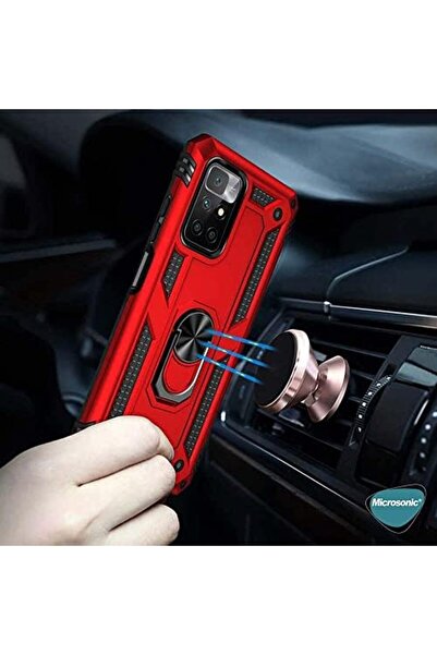 Yıldızan Tua Shop Case for Xiaomi Redmi 10 2022 Military Ring Holder Black [C...