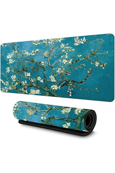Yıldızan edl shop Van Gogh Desenli Masa Pedi 60x30 cm 3 mm Kaymaz Tabanlı Des...