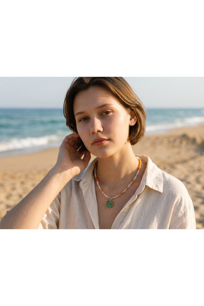 Mimoza Accessories Aventurine Natural Stone Bead Necklace