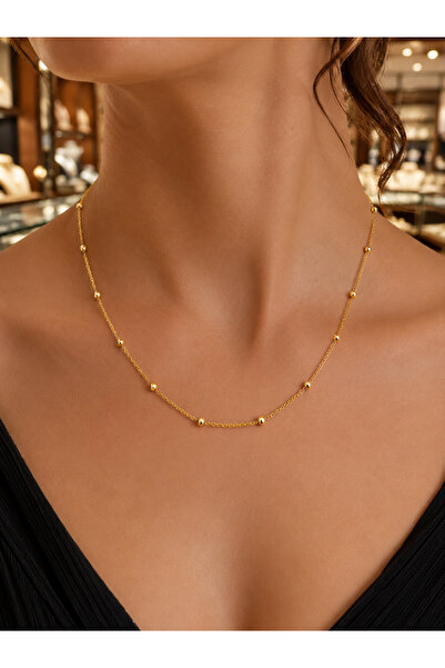 CAXBERN Women's Gold Ball Chain Necklace