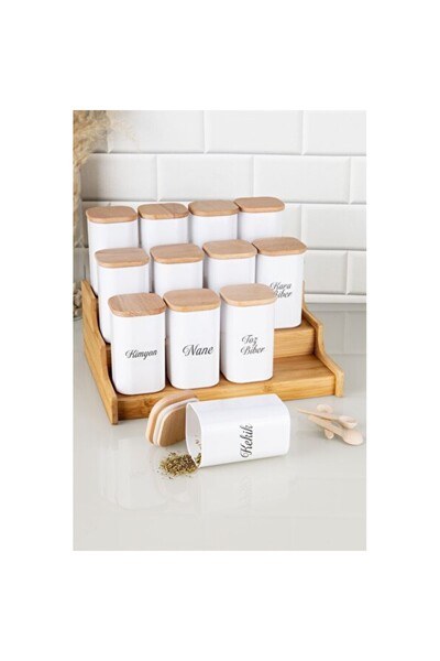 Empressco 12-Piece 250 ml Porcelain Appearance Set with Bamboo Stand and Vacu...