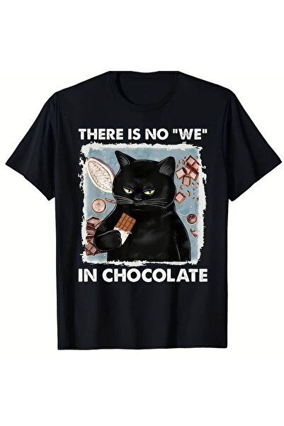 23 nisan تي شيرت No We Chocolate Cat كلاسيكي 100% أسود للارتداء اليومي، تصميم...