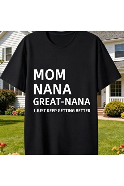 2mcup تي شيرت بتصميم جرافيك مرح بطبعة 'Black Mom Great Nana I Just Keep Getti...
