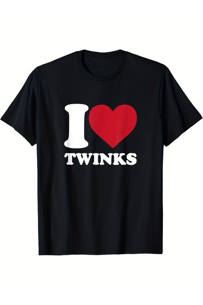 BASEPULSE تي شيرت I Love Twinks، قميص بأكمام قصيرة للارتداء اليومي، ياقة دائر...