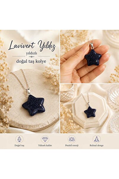 best bioenerji taş terapi Navy Blue Star Natural Stone Necklace – the Sparkli...