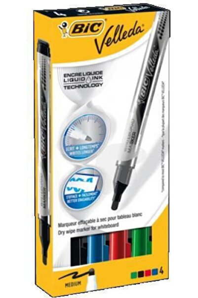 Bic Marker Velleda cu cerneală lichidă pentru tablă albă, multicolor