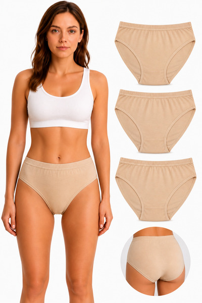 westicgiyim Biyeli Bato Women's Panties 3-Pack 100% Cotton Wide Fit High Wais...