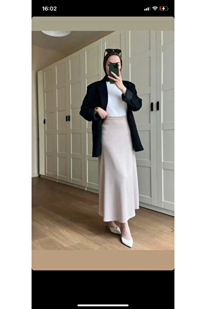 MODA S&S BZLİNE Σατέν φούστα μπεζ