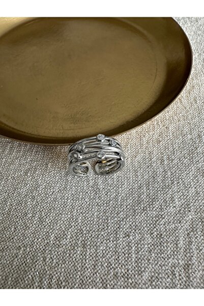 ringbox Silver Colored Stone Cross Wire Ring