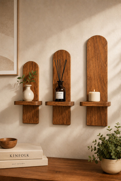 Trend Kitchen Arvela Set of 3 Wooden Wall Shelves