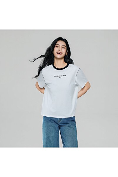 Giordano تي شيرت نسائي قطني برقبة دائرية وطباعة جرافيك