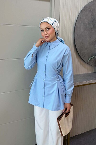 Hazamoda Bodrum Side Tie Shirt Blue