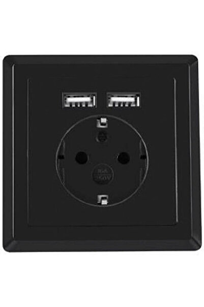 Lanberg Priză de perete simplă cu 2 porturi USB, negru