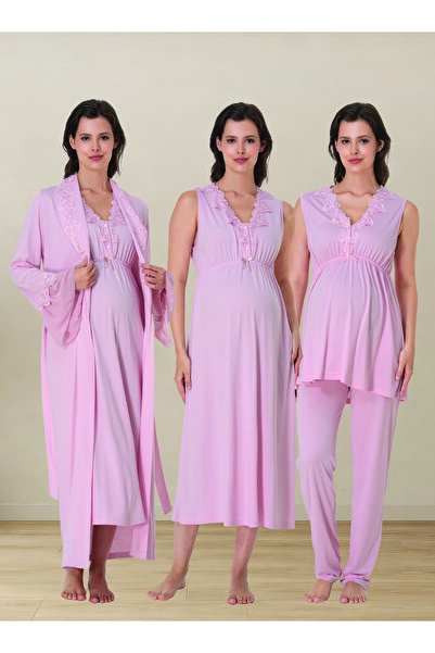 by İGP Maternity Dressing Gown, Nightgown and Pajama Set, 4-Piece Maternity Set