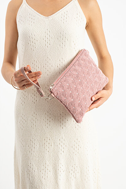 DEV 3 ADAM Powder Tiriko Pattern Clutch Lined Portfolio Women's Bag with Cros...
