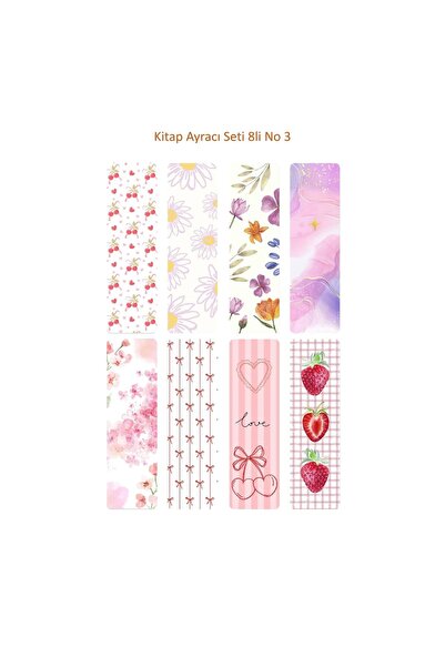 Seçkin Trend 8-Piece Bookmark Set-3, 4X14Cm, Laminated Coating for Water and ...