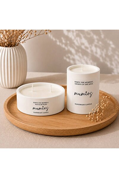 Lavanta Kokulu Mum, Dekoratif Beton Mum Ikili Set