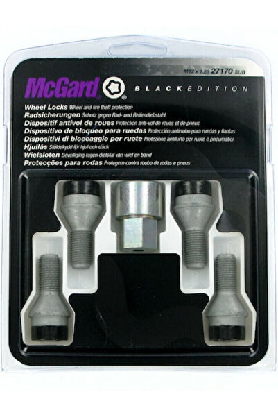 Lampa Μπουλόνια ασφαλείας κωνικά μαύρα M12x1.25mm για κλειδί Νο 17, 4 τεμάχια