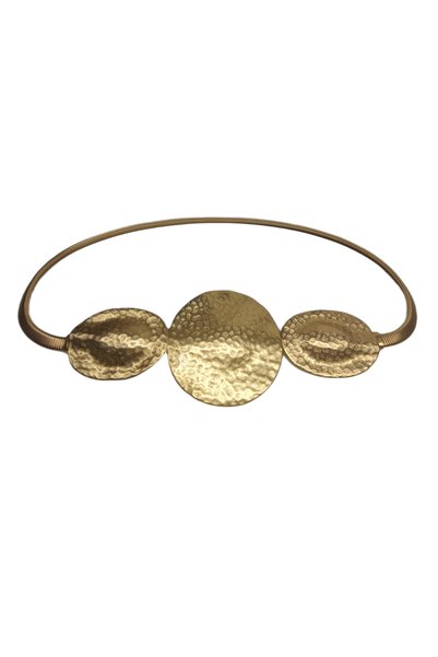 FASHION Curea metalica, aurie, cu model in fata