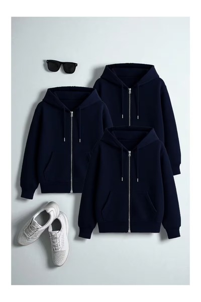 ZİYMO Triple Advantage Pack Unisex Zippered Hooded Comfortable Cut Sweatshirt