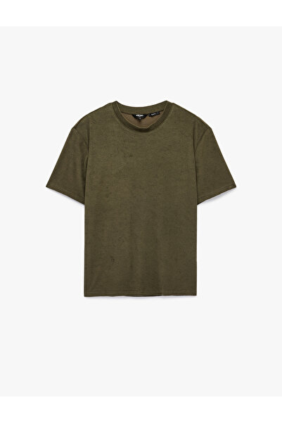 Koton Cotton Comfortable Fit Terry Fabric Crew Neck Short Sleeve T-Shirt