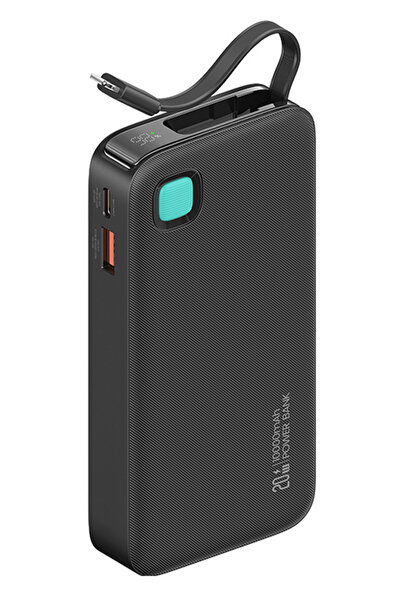 Usams power bank CD225 με καλώδιο Lightning, 2x θύρες εξόδου, 10000mAh, 20W, ...