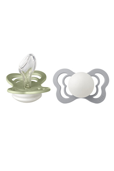 Bibs Комплект пастиски Couture Glow силикон, анатомичен биберон, 6 месеца, Sage