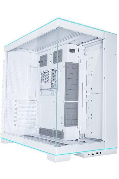 Lian Li علبة كمبيوتر O11 EVO RGB، علبة كمبيوتر بيضاء من نوع ATX Mid-Tower مصن...