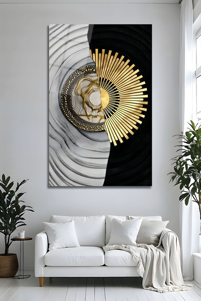 Parıltı Yayınları Pictură decorativă pe sticlă cu motiv Soare și foițe de aur