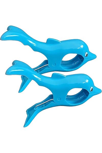 Yıldızan Blue Dolphin Beach Towel Clip, Decorative Towel Clip, Set of 2, Wind...
