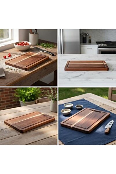Yıldızan Nry Shop Natural Acacia Wood Chopping and Cutting Board - Cutting Bo...