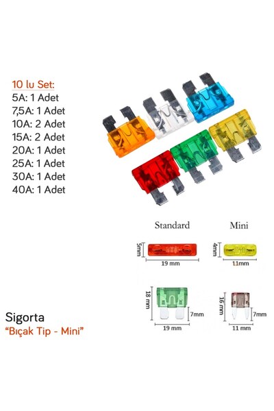 Carub Bıçak Sigorta Mini 10 lu Set BR4611704