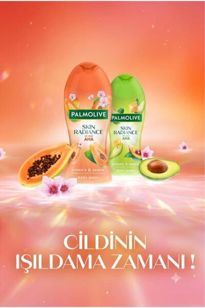 Palmolive Skin Radiance %100 Doğal AHA içeren 2'li 450 ml Duş Jeli Vücut Şamp...