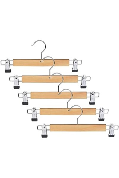 Yıldızan Edl Shop Wooden Skirt Hanger with Metal Clips (5) Edl Shop 1290799