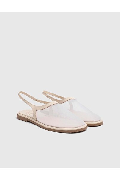 İLVİ Ulia Genuine Leather Mesh Women's Cream Sandals