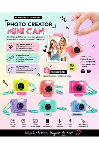 Sunman Mini Cam Dijital Fotoğraf Makinesi 1 ADET | Anahtarlık Mini Kamera | F...