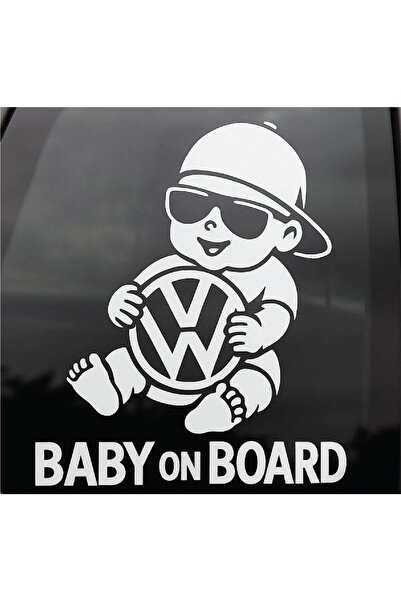 Amo-Stickers Sticker Baby on Board VW 40cm Gri inchis