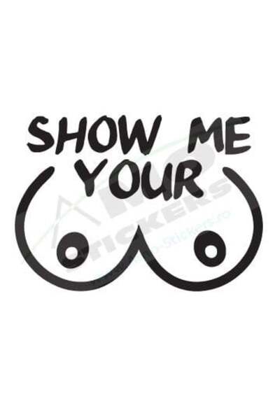 Amo-Stickers Стикер за кола Покажи ми гърдите си 25см Черен